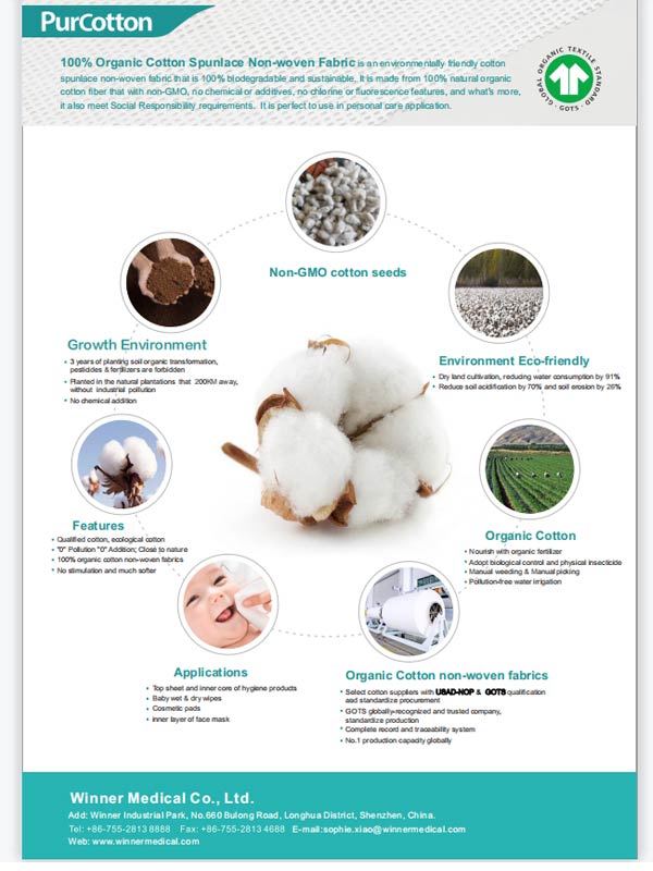 Spunlace-Vlies aus 100 % Bio-Baumwolle